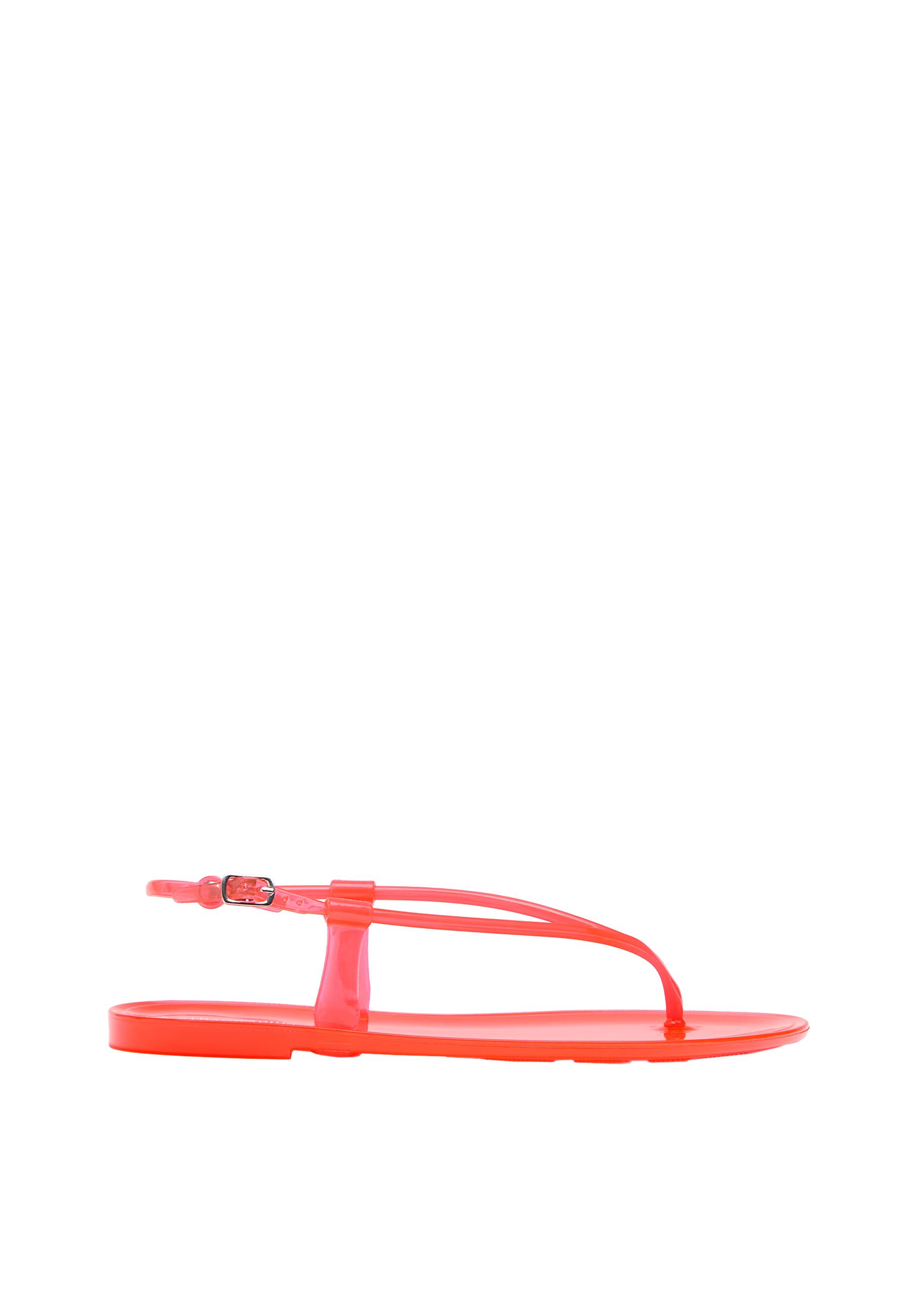 Flat rubber thong sandals — ORANGE