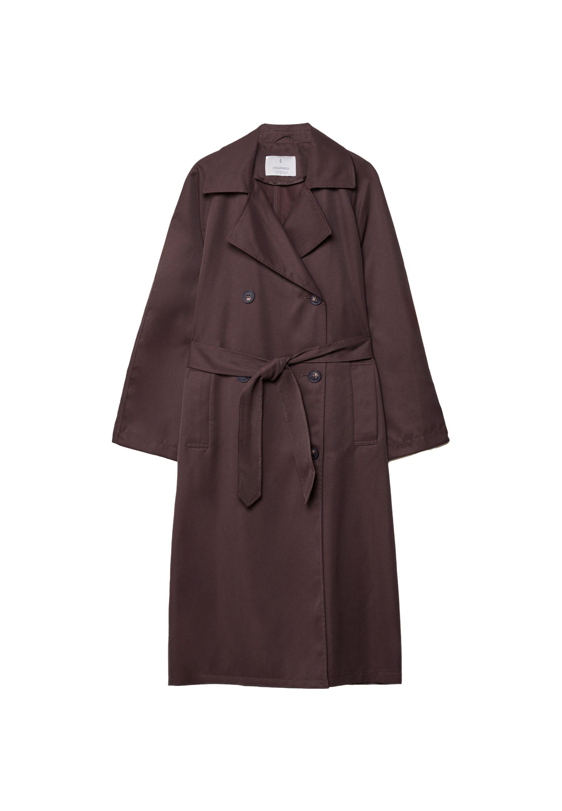 Oversized long flowing trench coat — Brown