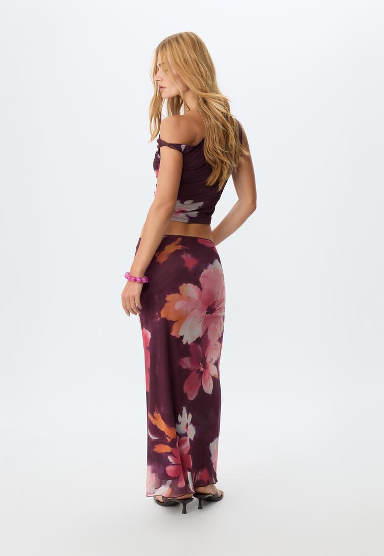 falda midi tul estampado