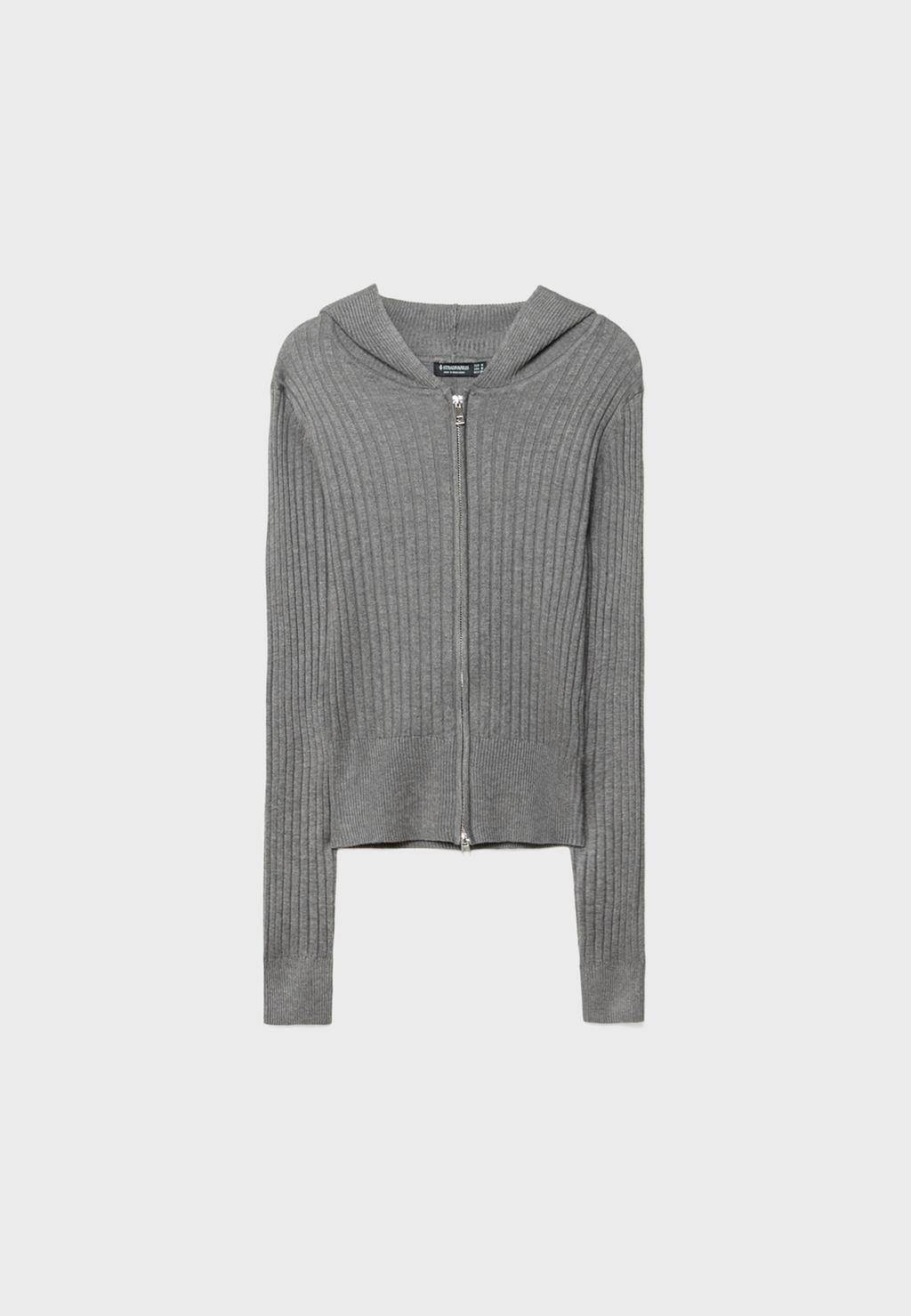 Zip-up knit cardigan