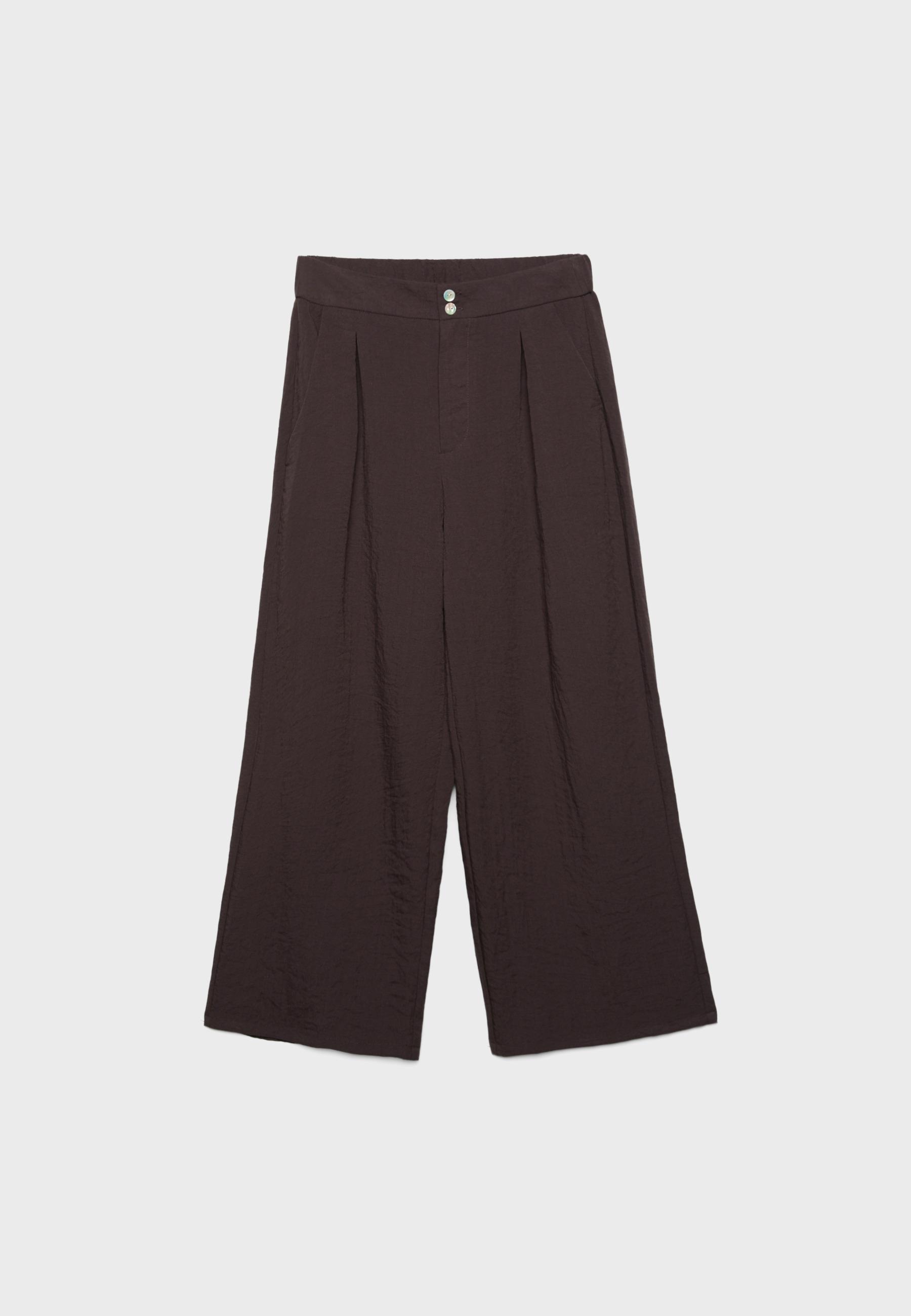 Keten görünümlü culotte pantolon