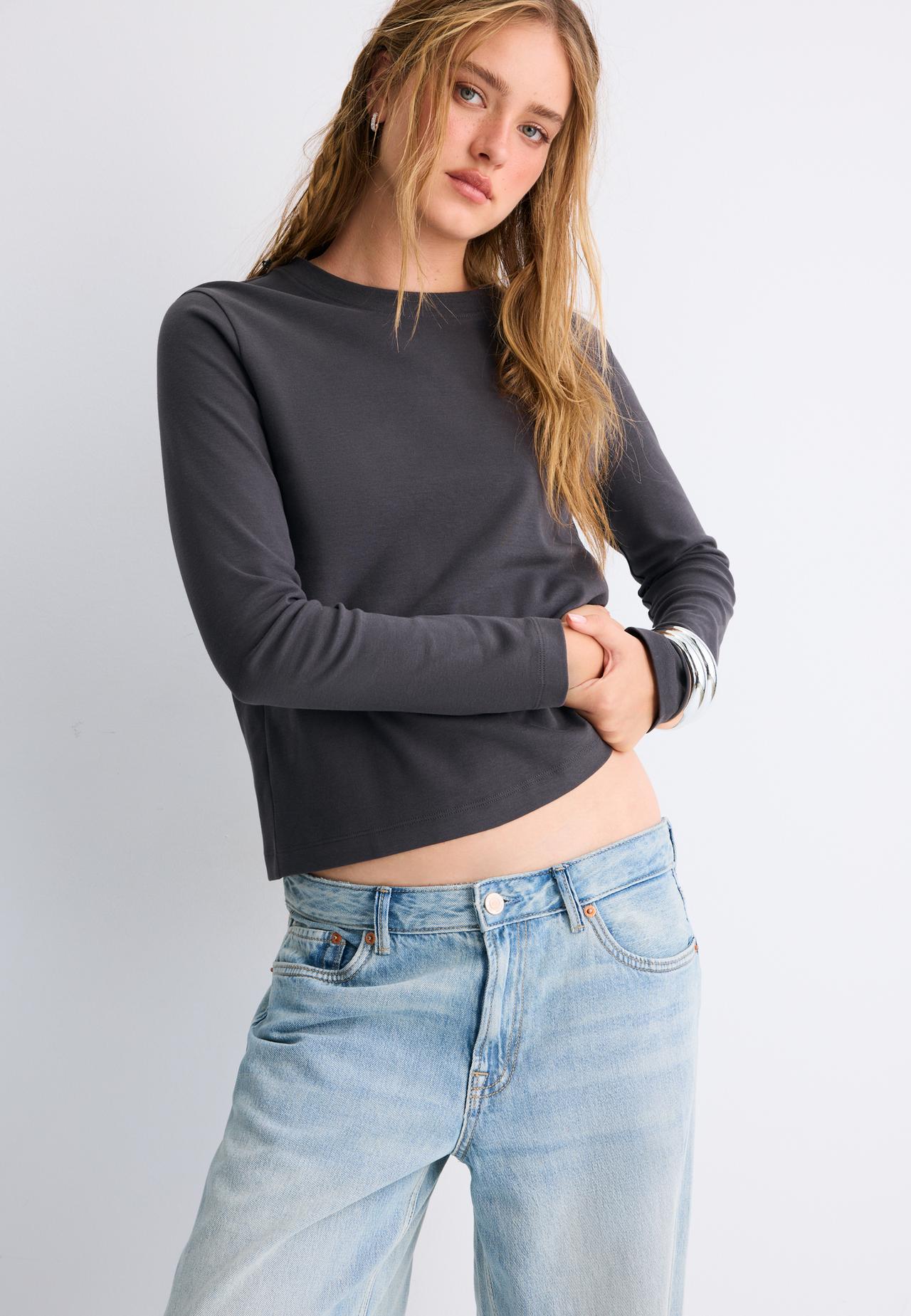 Basic regular fit cotton T-shirt — Dark grey