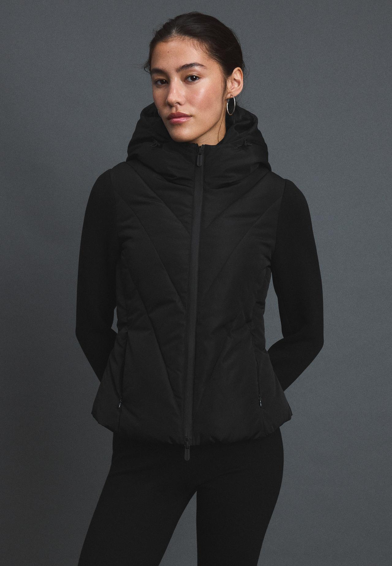 Neoprene sleeve quilted jacket — Black