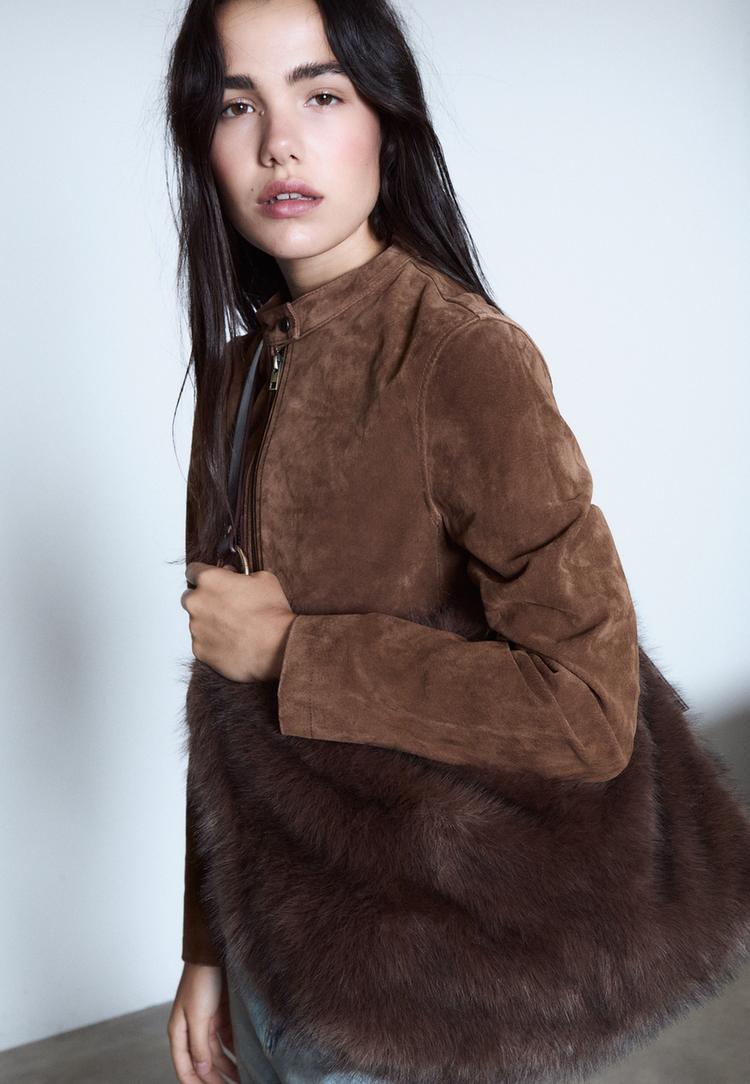 sac bandouliere fausse fourrure