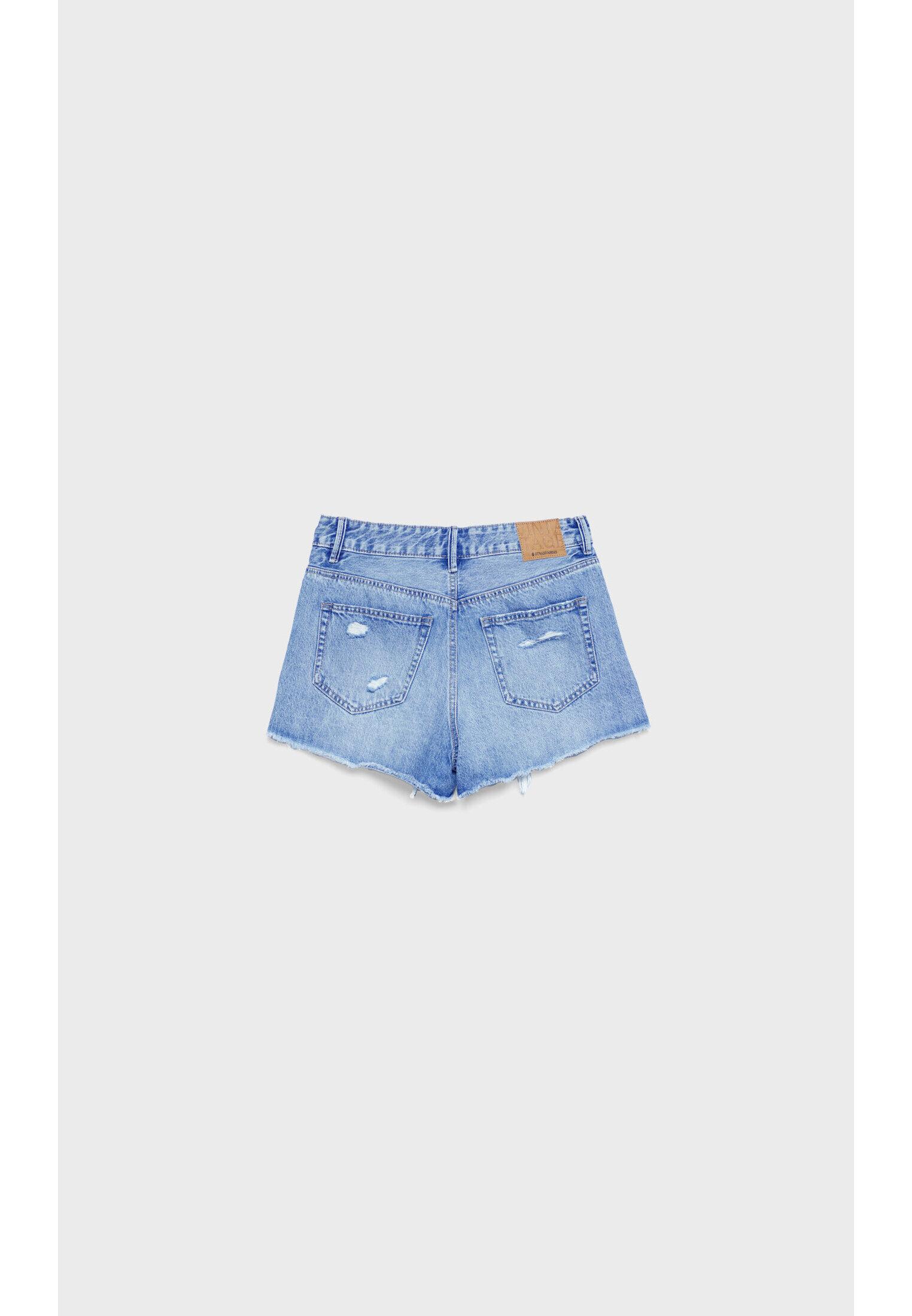 D75 Ripped denim shorts — MEDIUM LIGHT BLUE DENIM