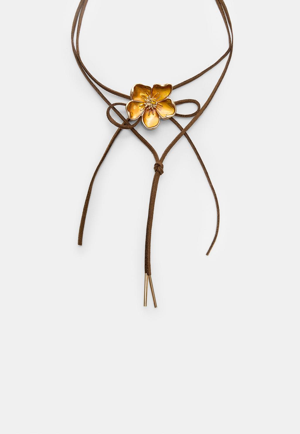 Collana con cordino e fiore smaltato