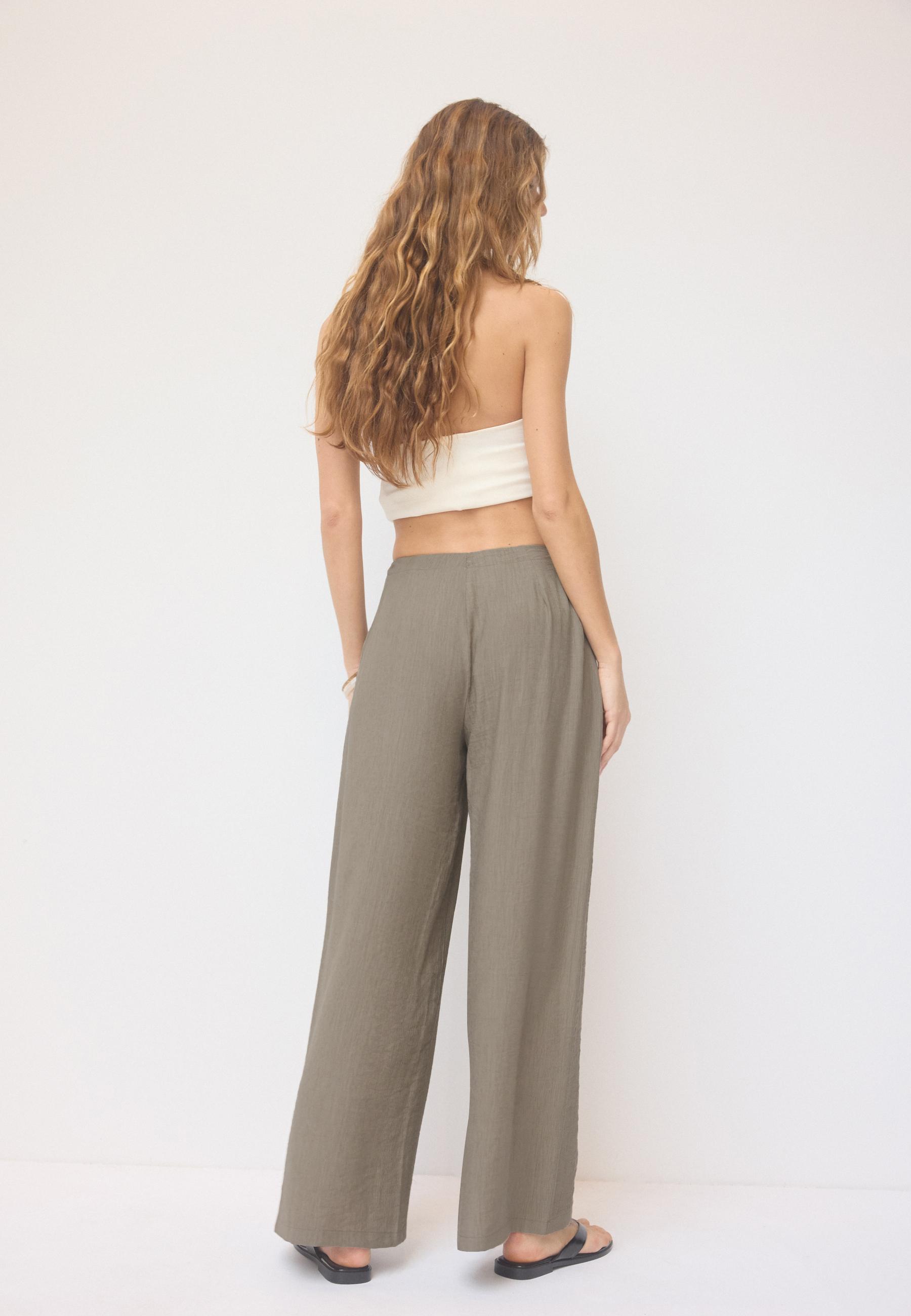 Flowing sarong trousers — Khaki