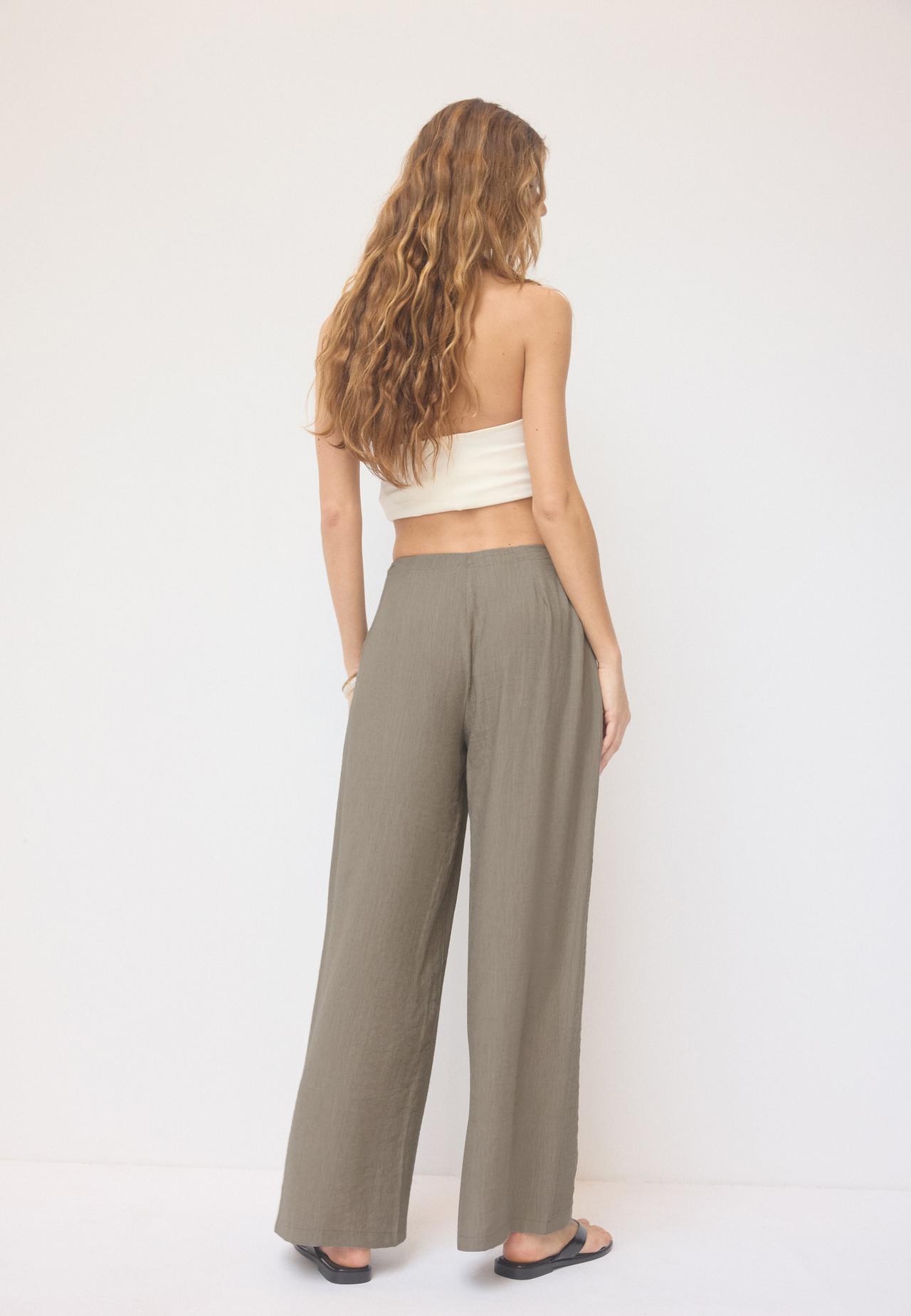 Flowing sarong-style trousers — Khaki