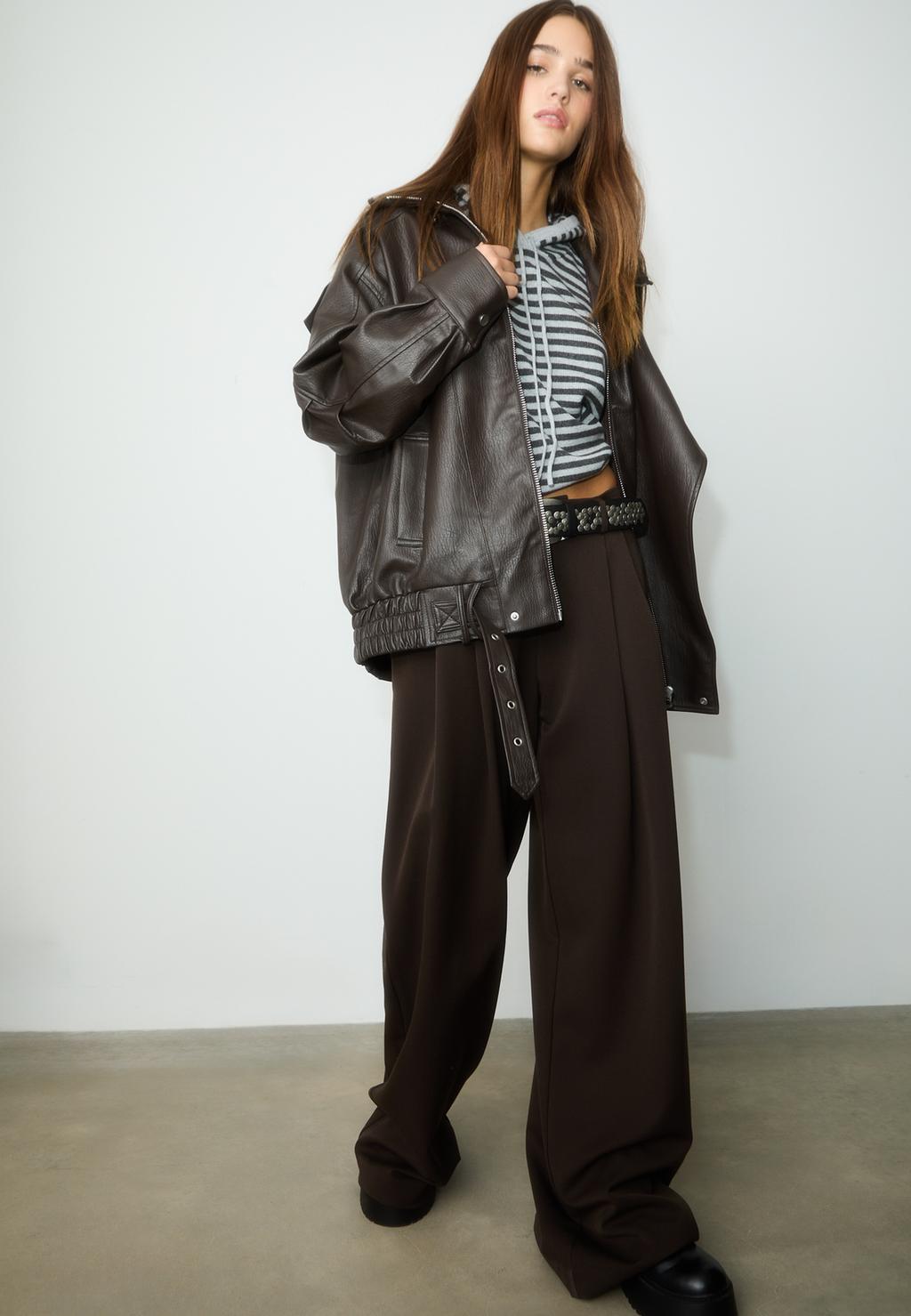 Pantalón vestir wide leg pinzas