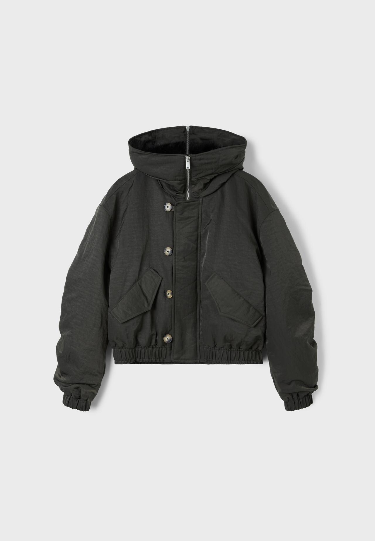 Bomber jacket with faux fur neck — Khaki