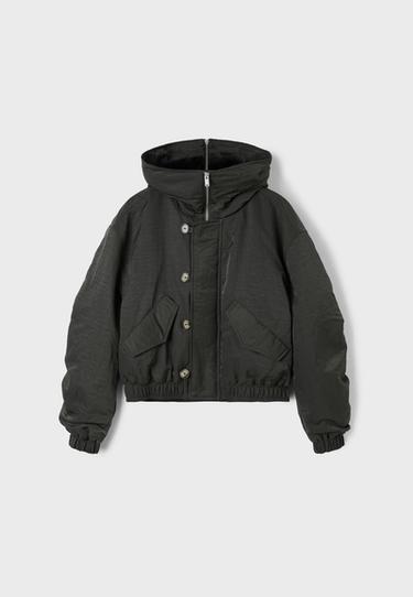 Bomber jacket with faux fur neck — Khaki 7