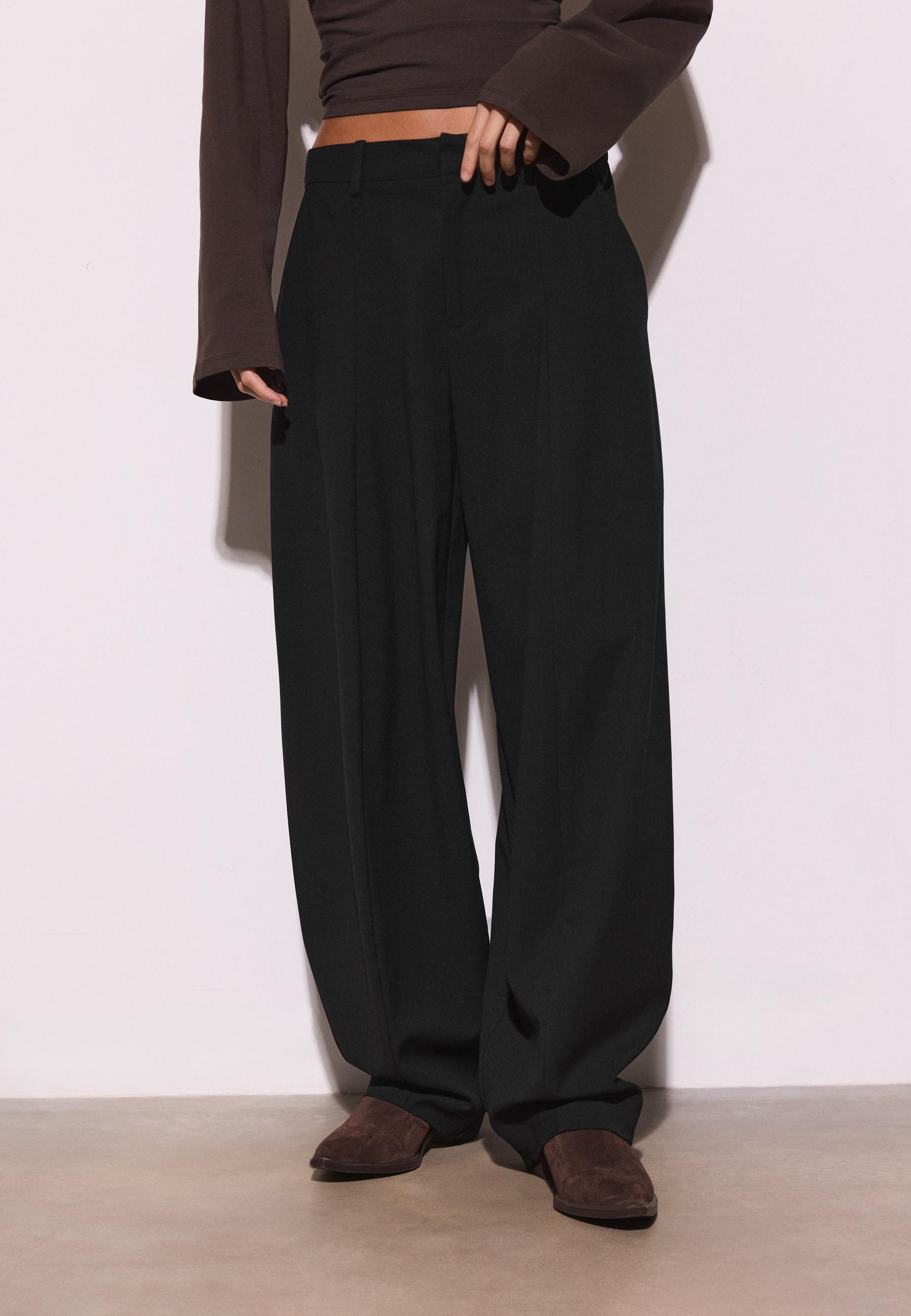 Smart baggy trousers with seam detail — Black