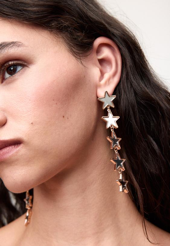 boucle doreille longue etoile effet cristal