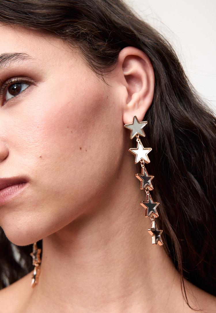 pendiente largo estrella efecto cristal