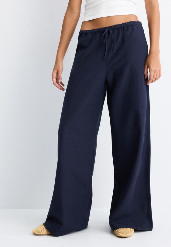 wideleg lineneffect trousers