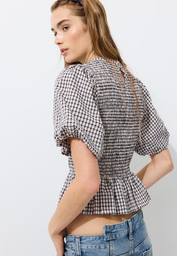 peplum blouse met korte mouwen