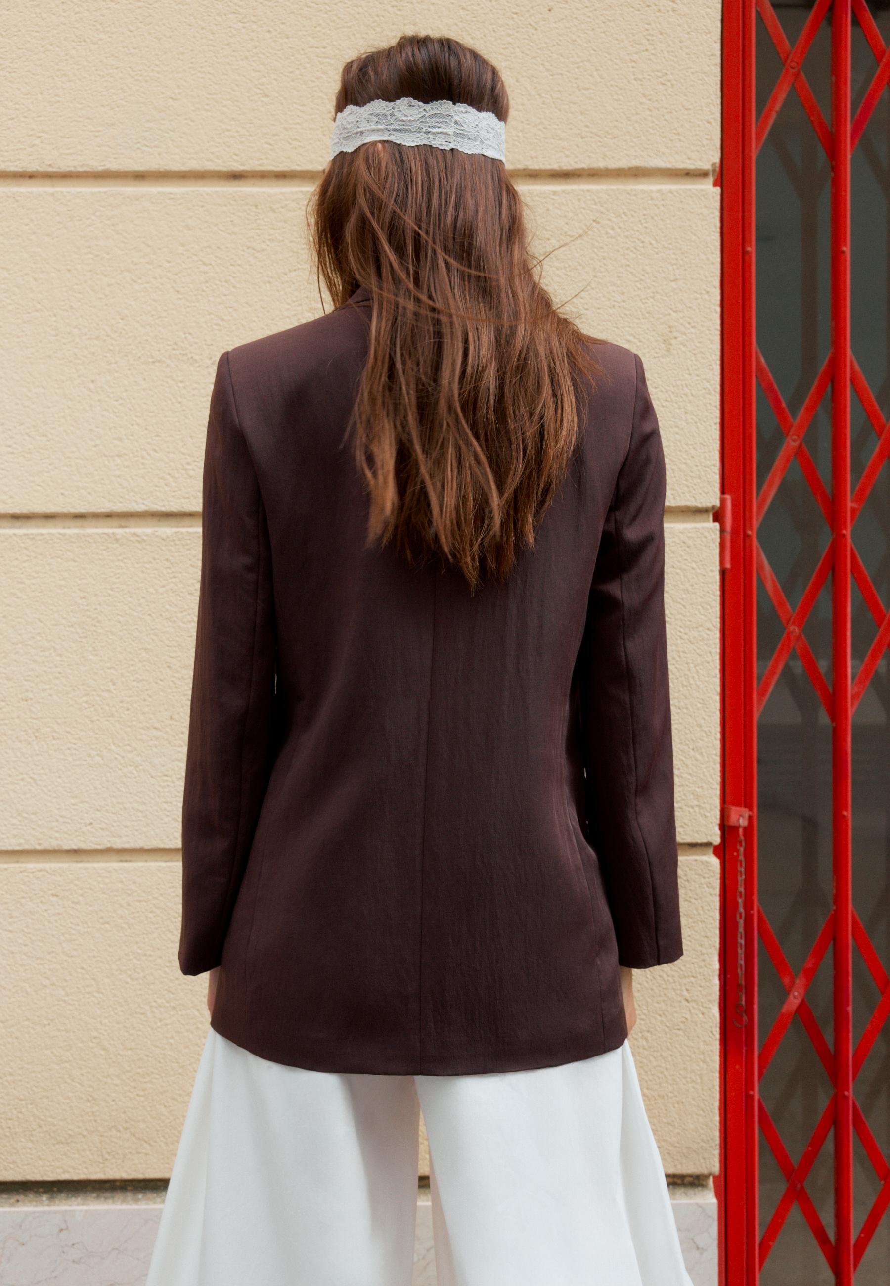 Basic keten karışımlı blazer - Görsel 7