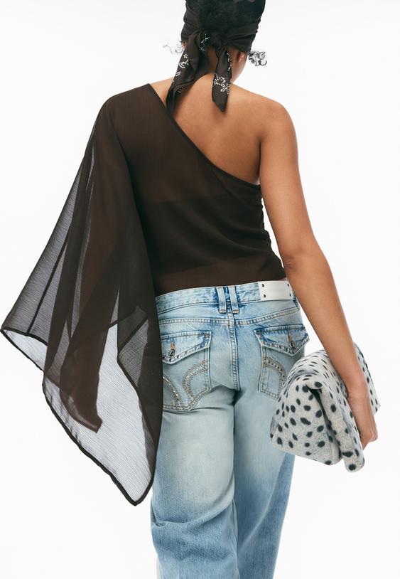 Stradivarius Cape Asymétrique Marron Xs