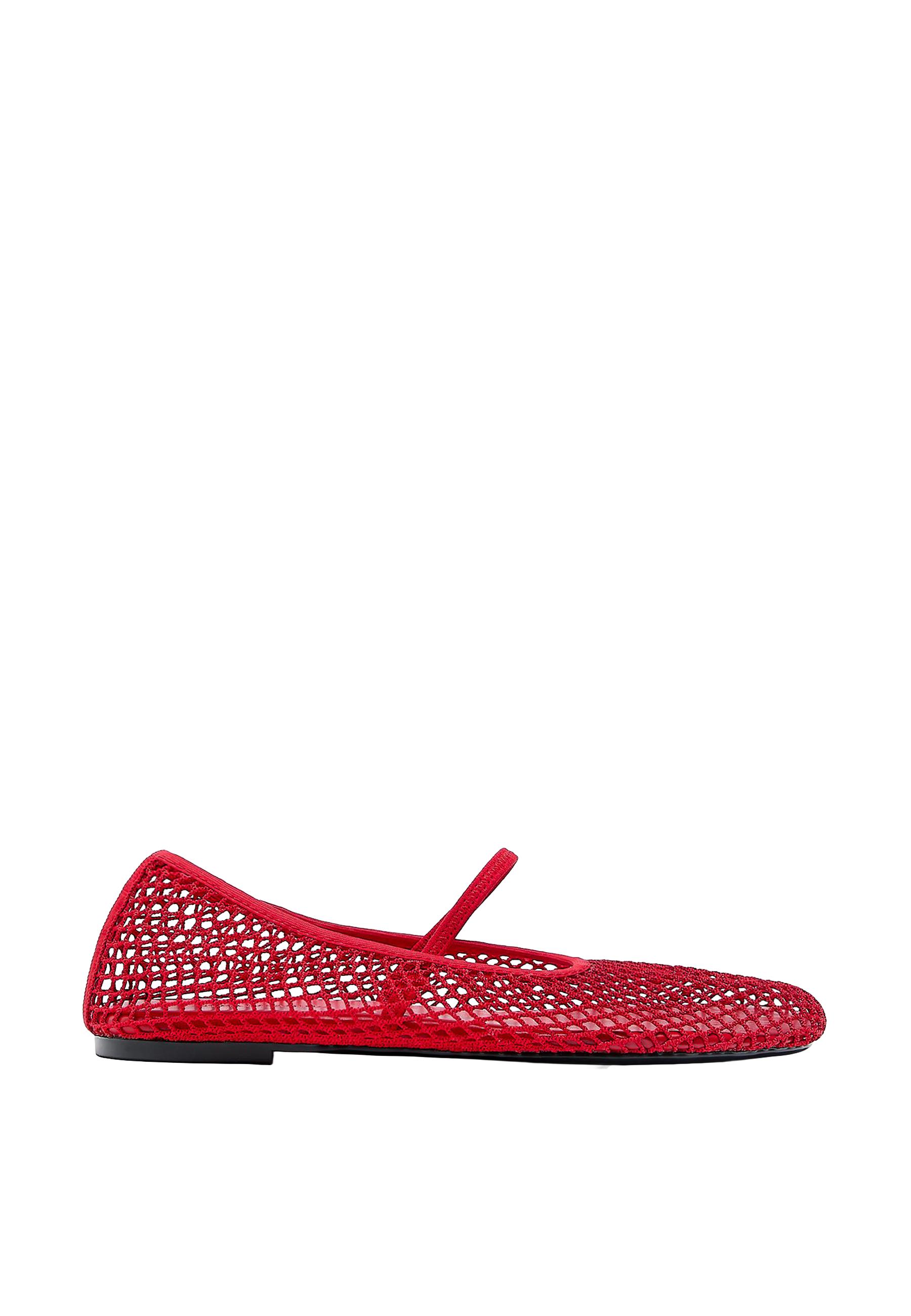 Mesh strap ballet flats — RED 