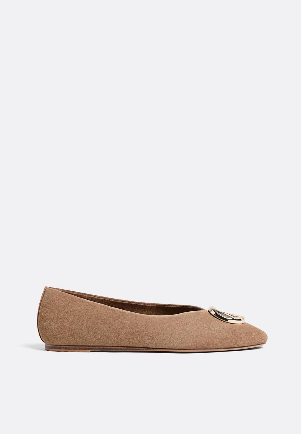 Ballerina in pelle scamosciata con dettaglio