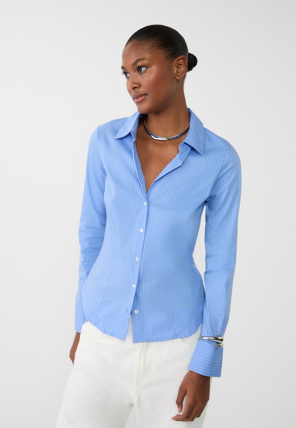 Basic striped fitted shirt