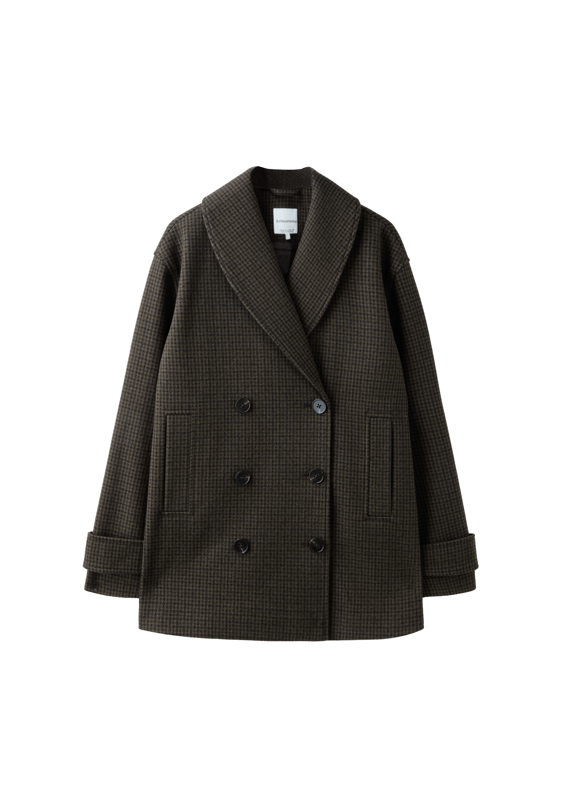 Shawl neck felt coat — Khaki