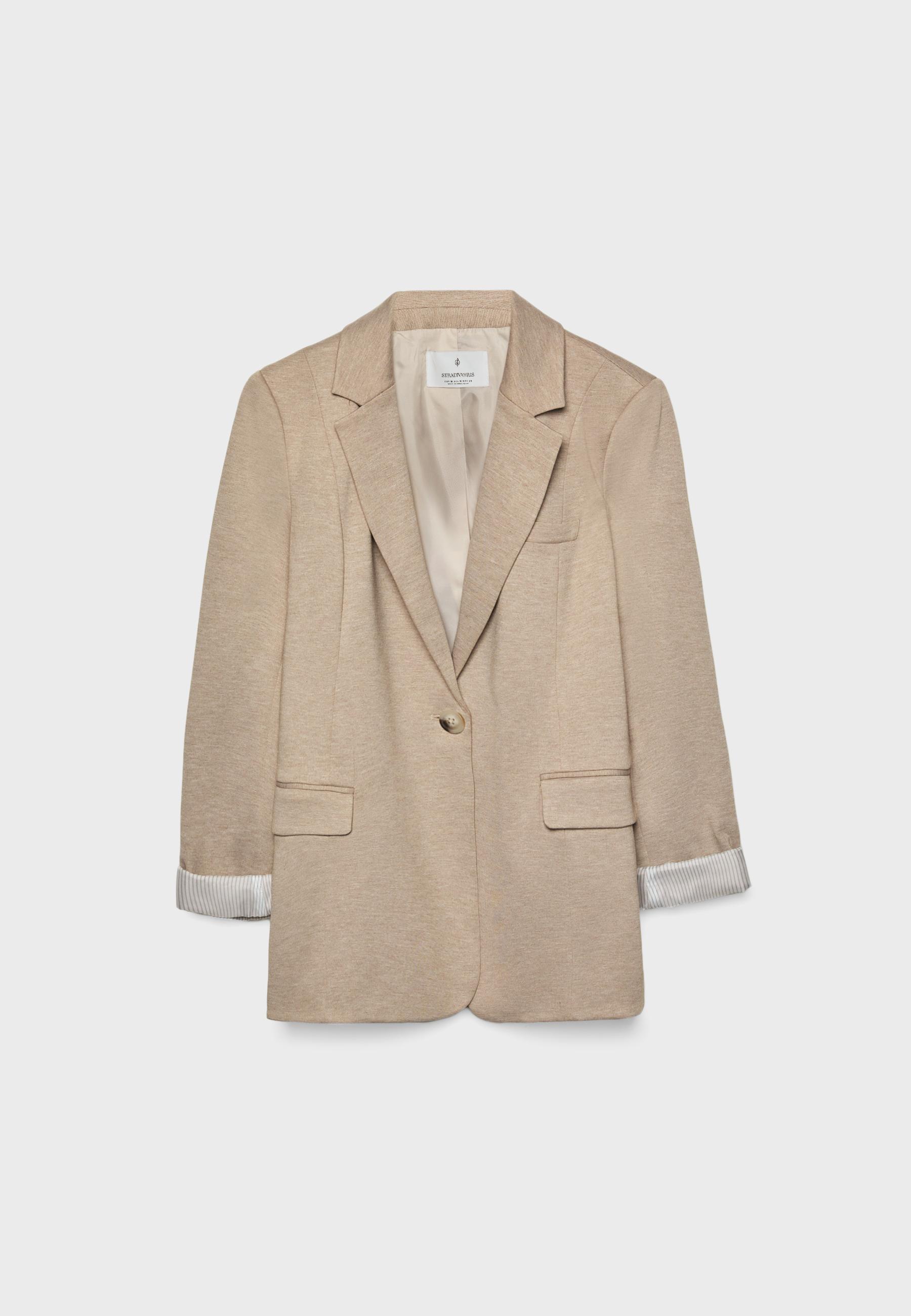 Basic knit blazer — Ecru