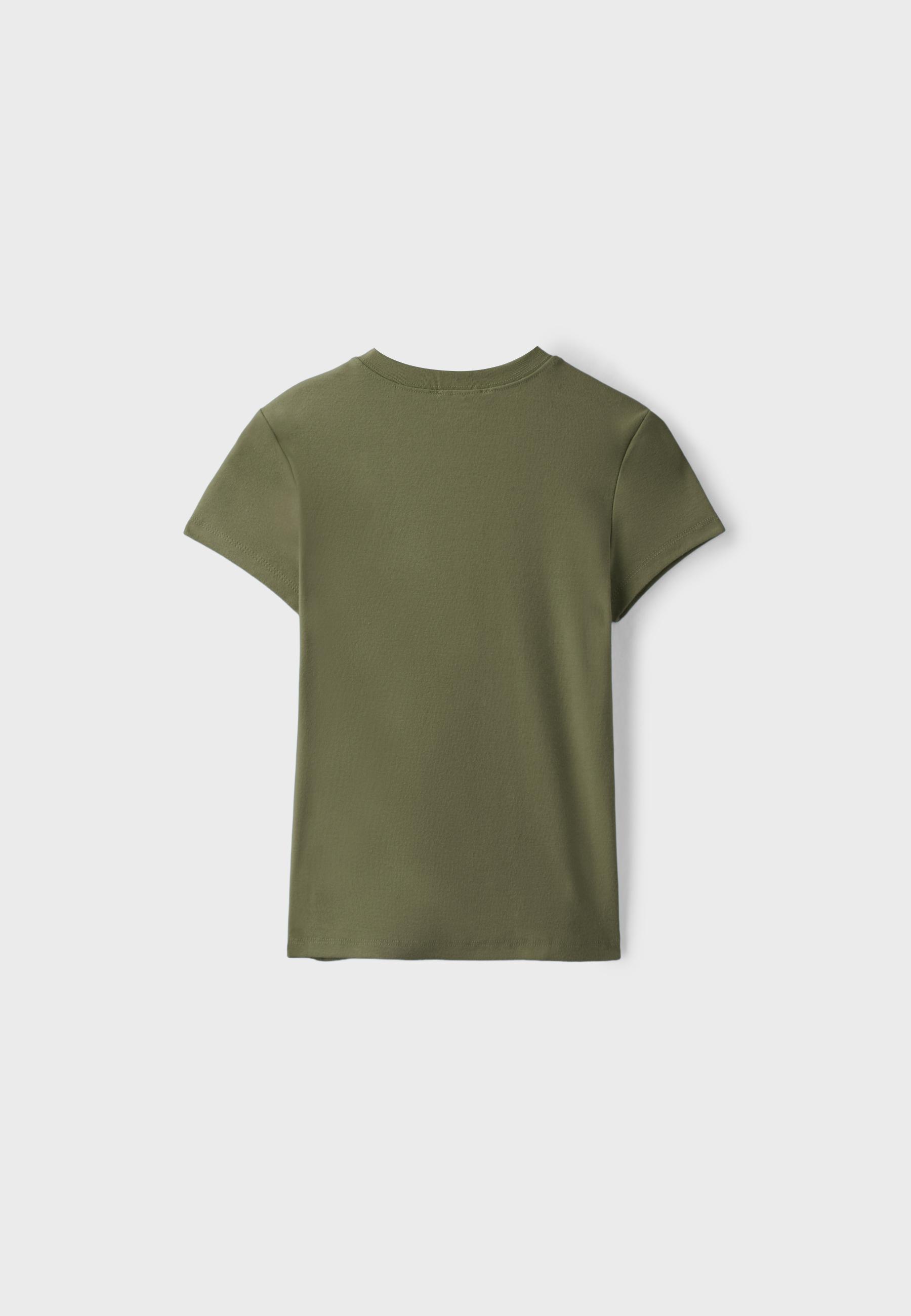 Basic round neck short sleeve T-shirt — Khaki