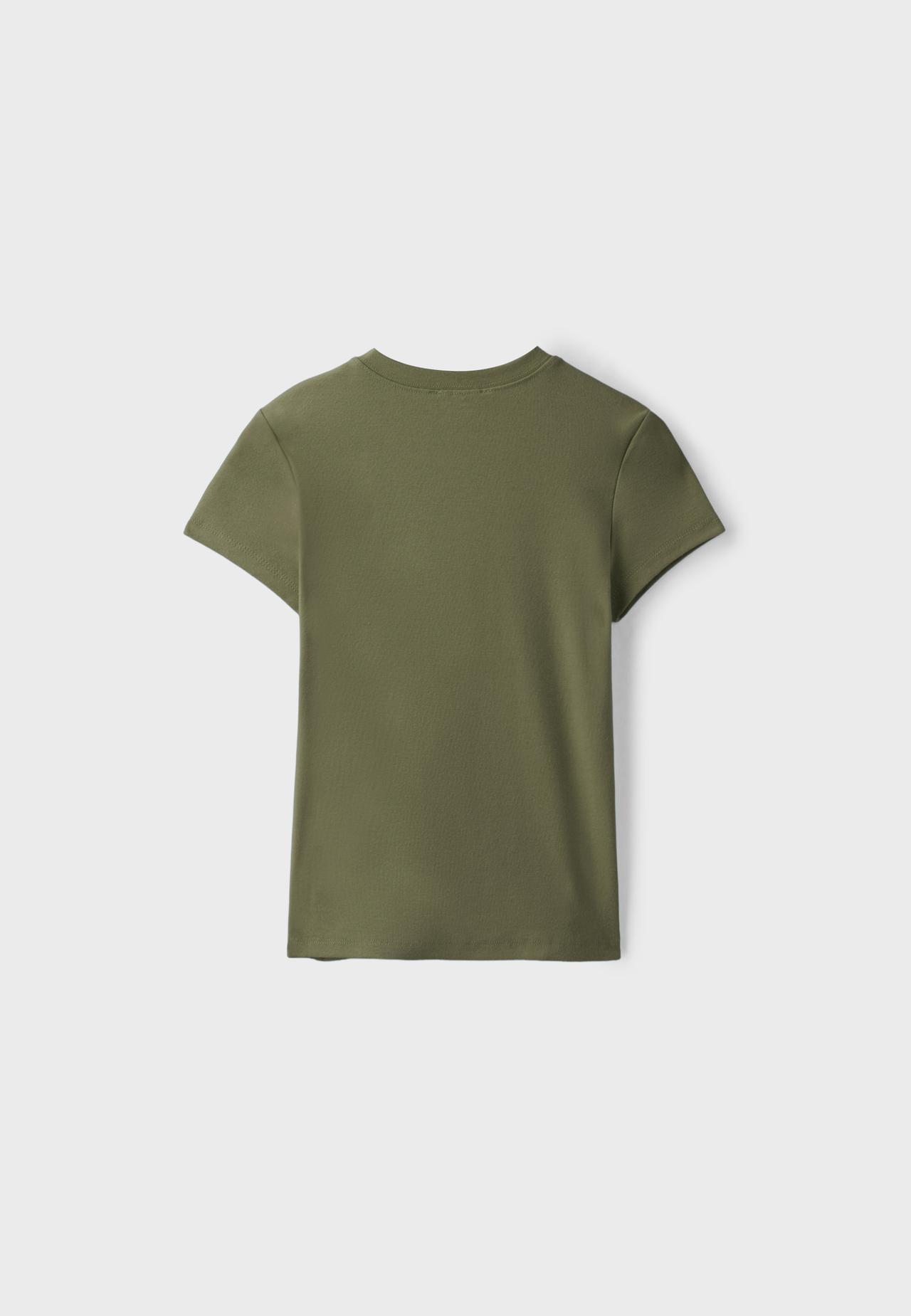Basic round neck short sleeve T-shirt — Khaki
