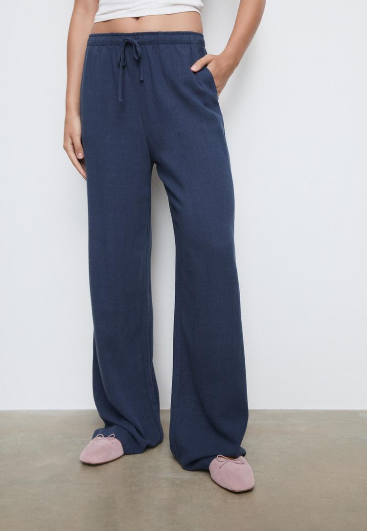 pantalon fluido con lino