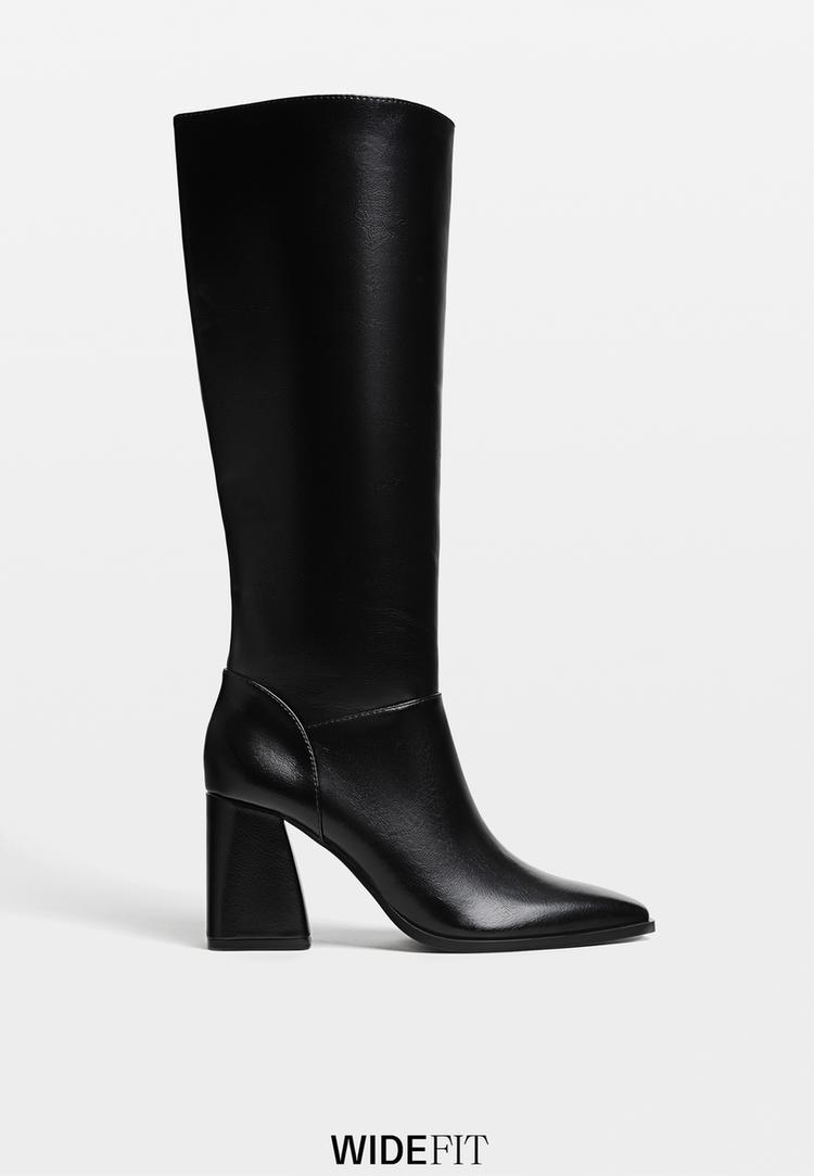 wide fit botas altas tacon
