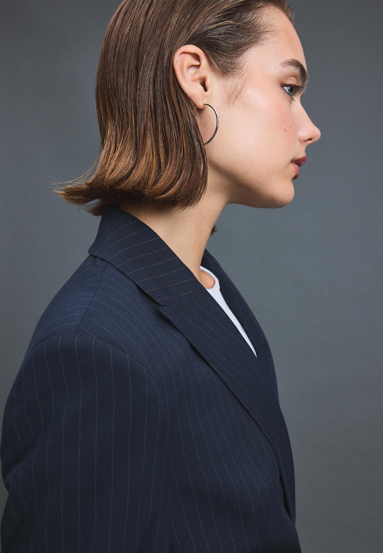 Striped tailored blazer — Navy blue