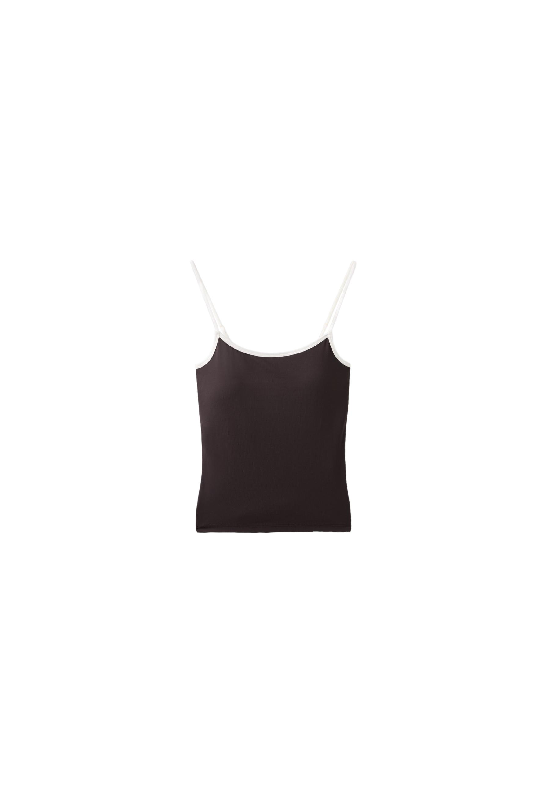Polyamide strappy top with cups — Brown