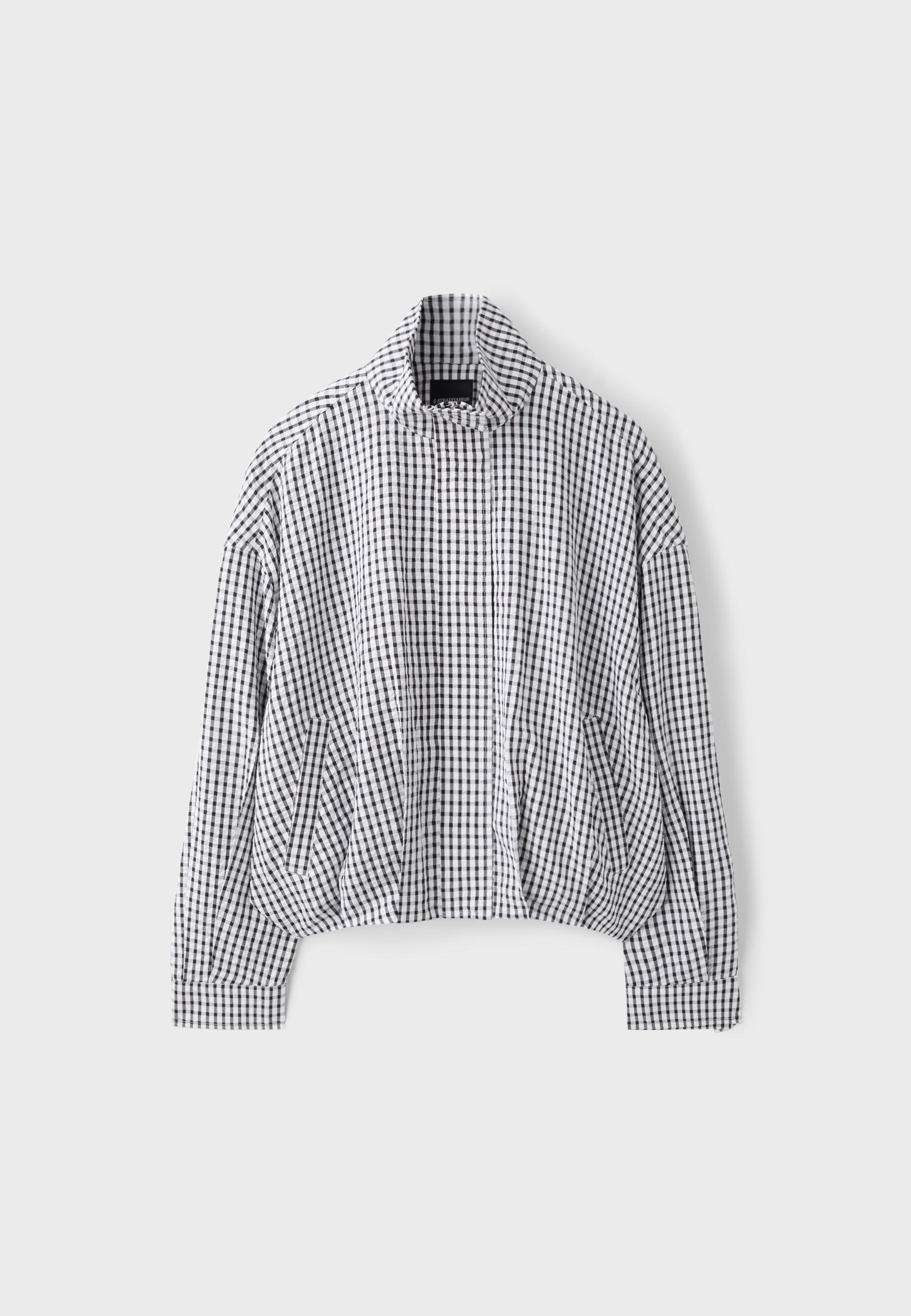 Oversize check print jacket — Black