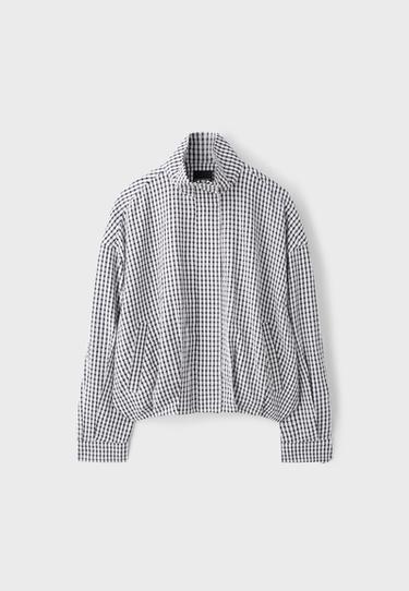 Oversize check print jacket — Black 7