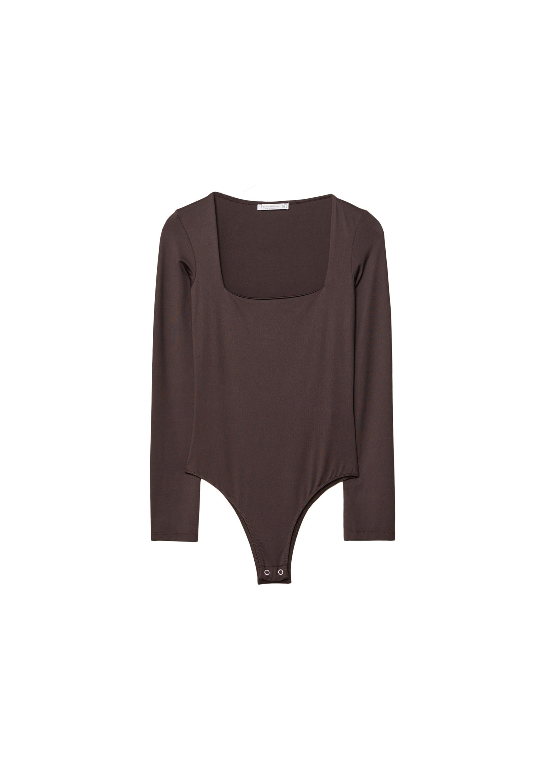 Long sleeve square neck bodysuit — Brown