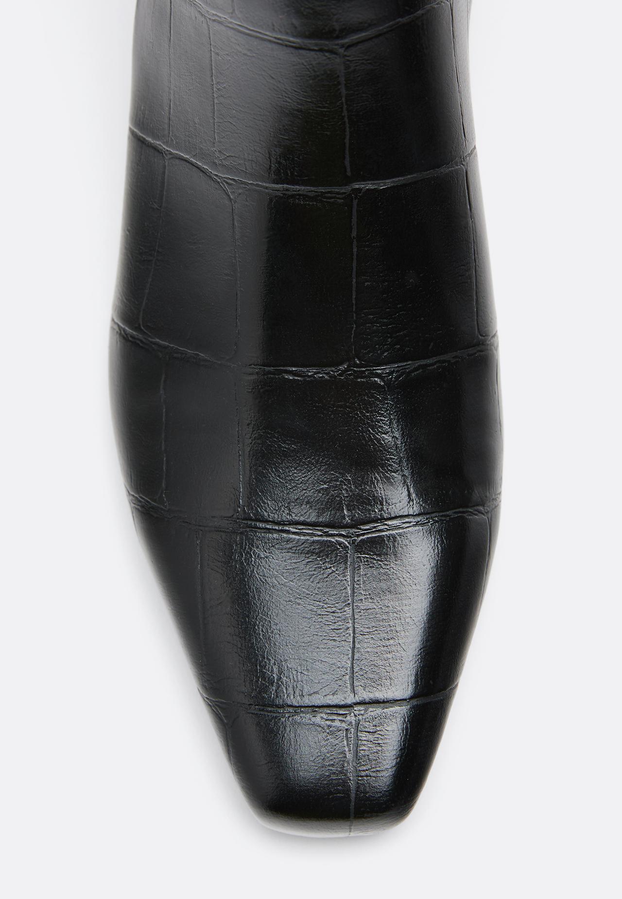 Croc-effect heeled ankle boots — BLACK 