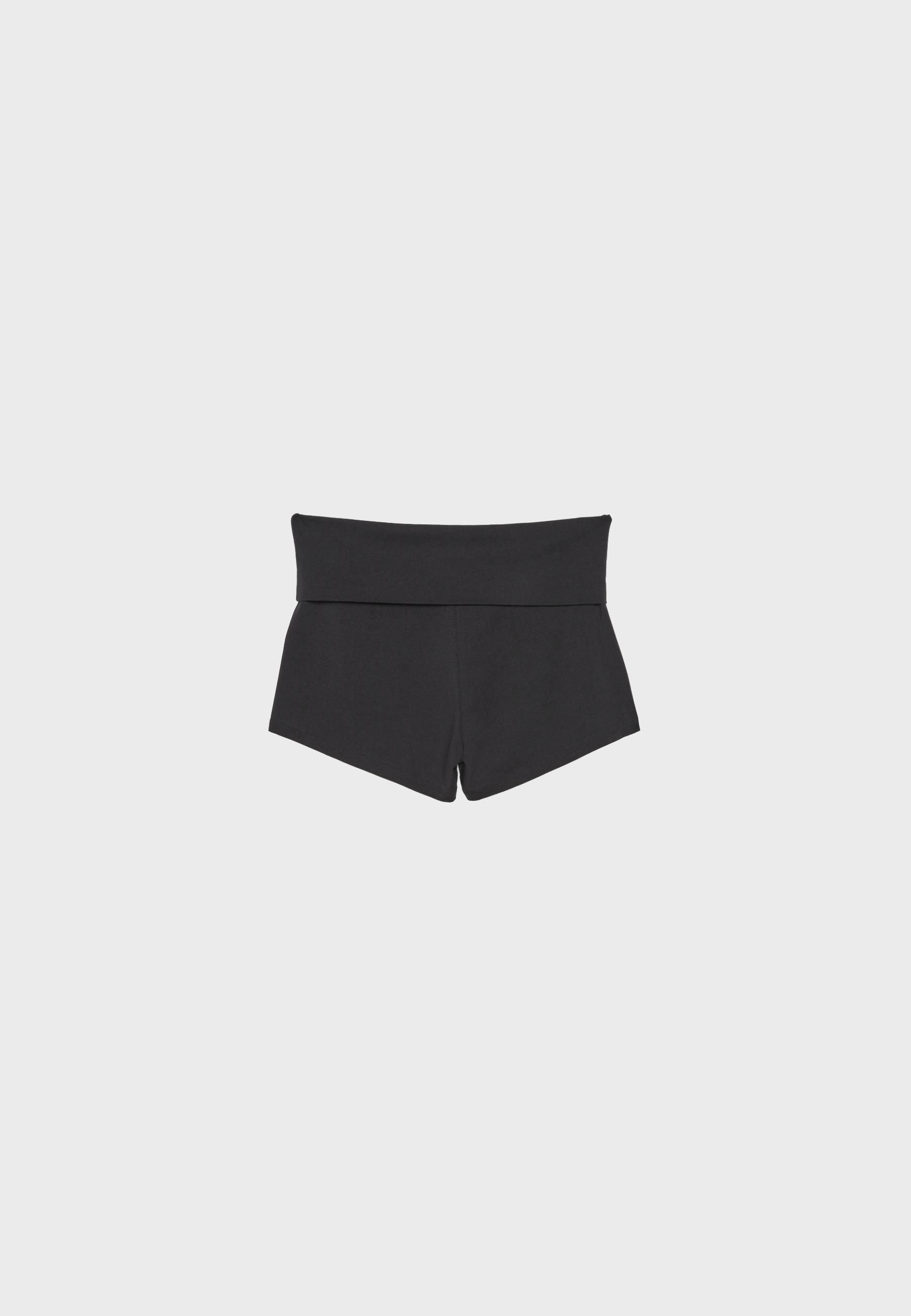 Fold-over mini shorts — Black