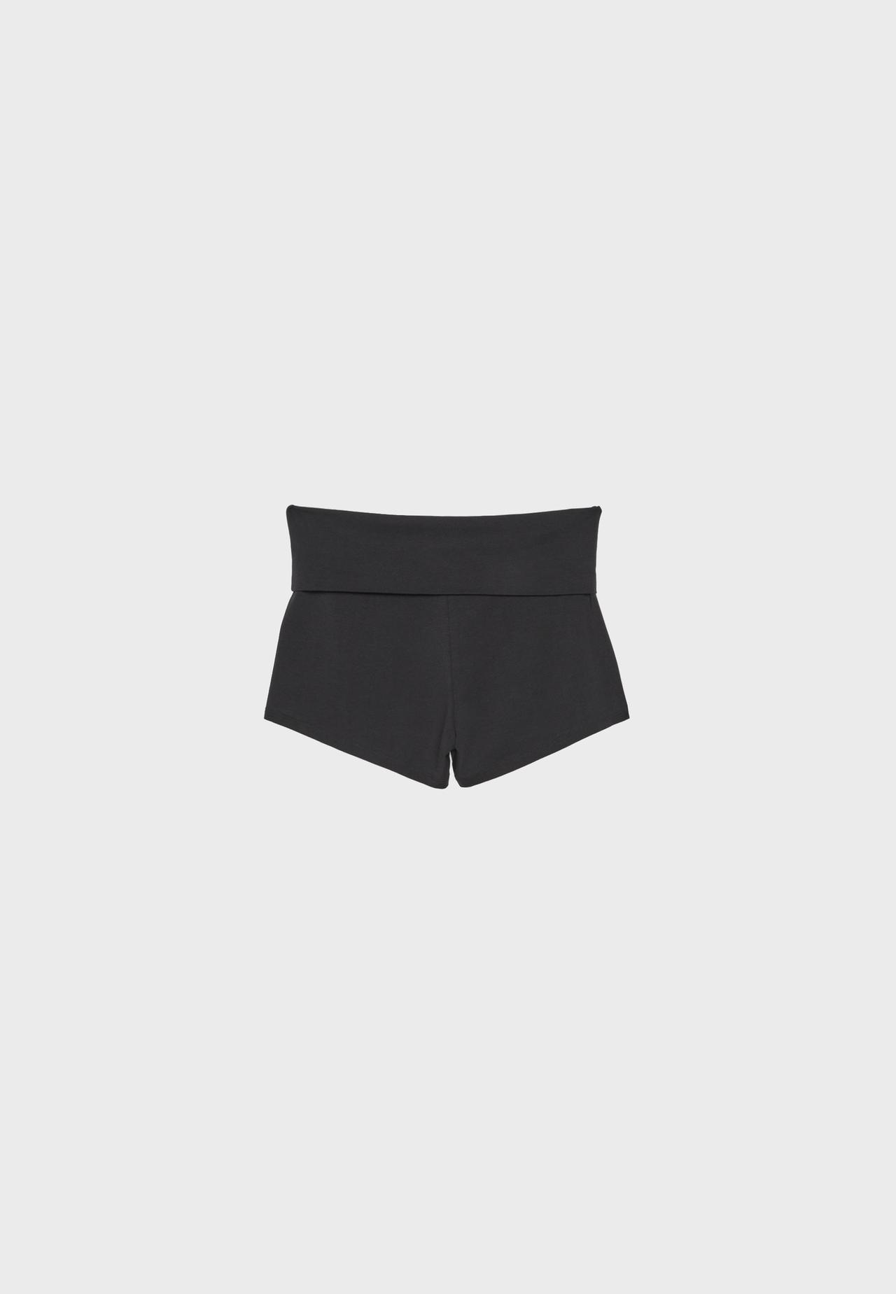 Turn-up mini shorts — Black