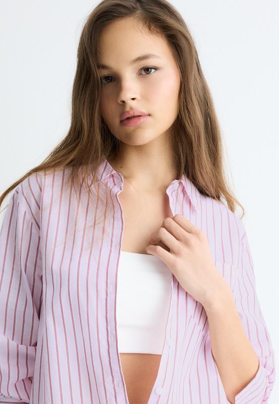 camisa basica bolsillo popelin rayas l06010635