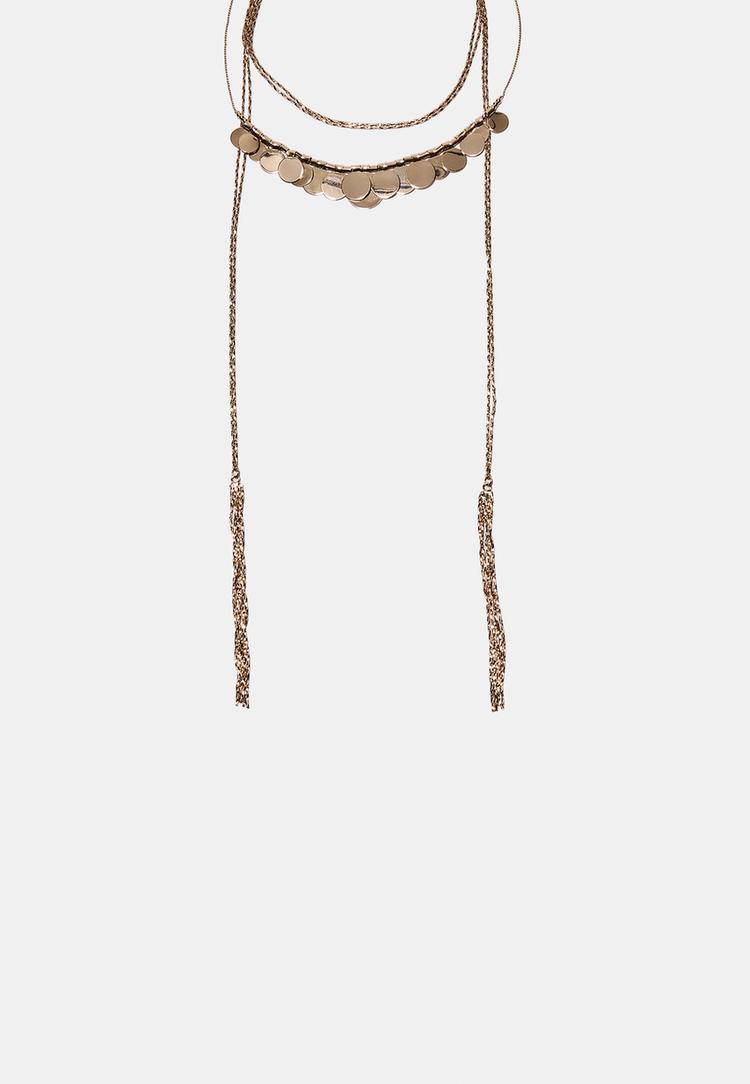 Stradivarius Σετ 2 Μακριά Κολιέ Χρυσαφί Os