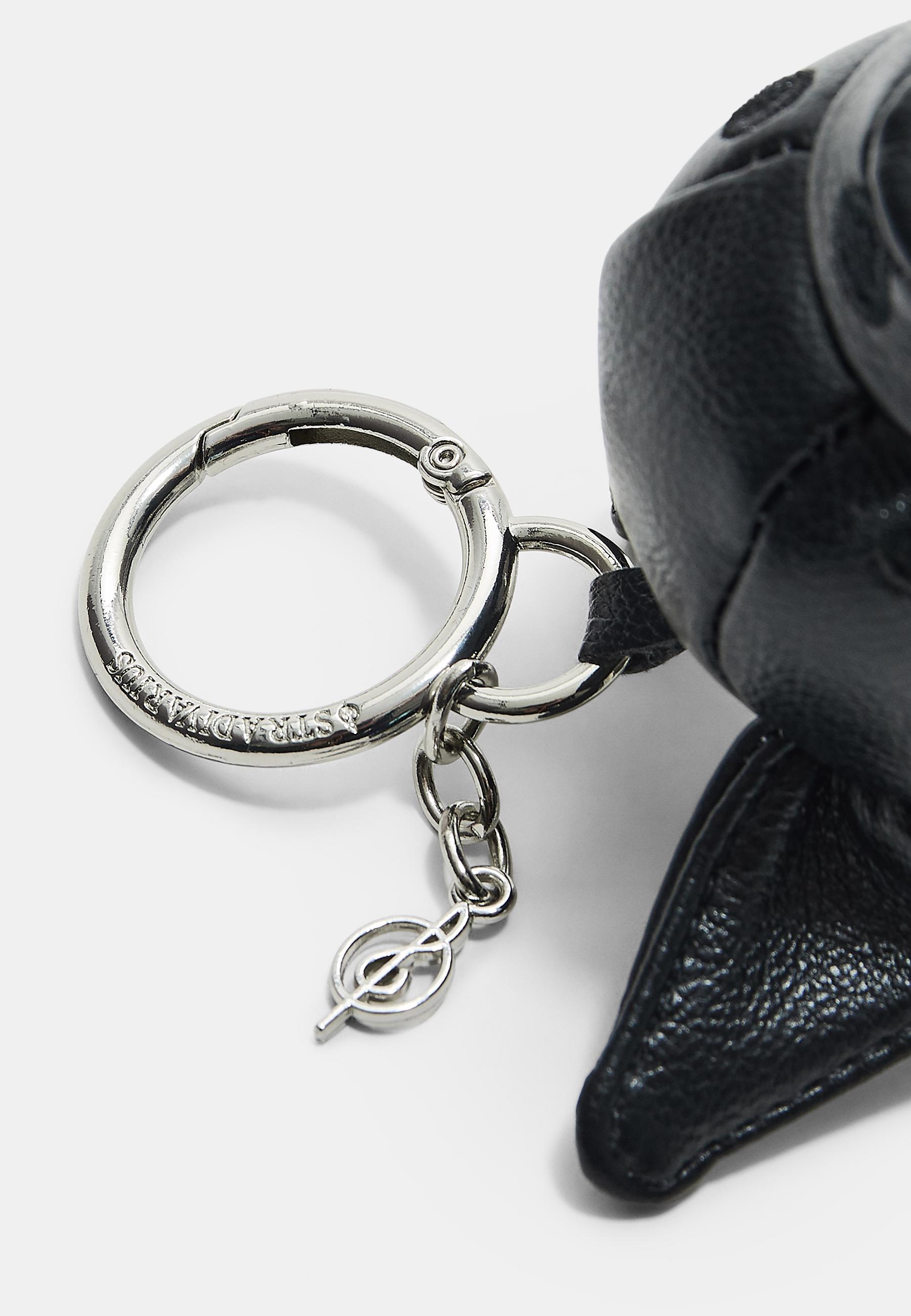 Dog charm keyring with a leather effect — Black (alternate view)