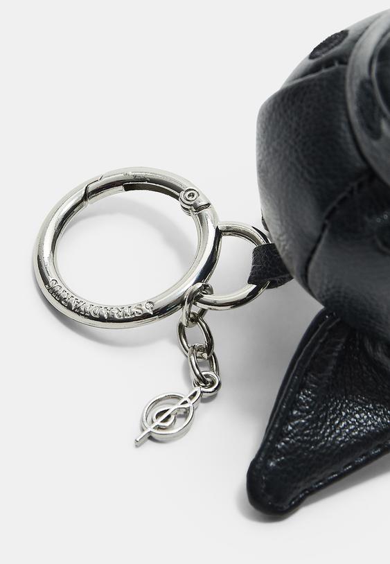 Stradivarius Dog Charm Keyring With A Leather Effect Black Os
