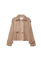 Kısa suni süet trençkot - Görsel 3