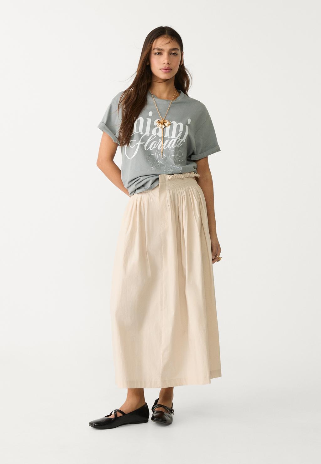 Flowing pleated midi skirt