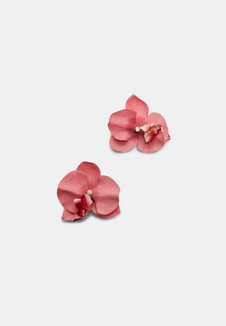 set 2 clip pelo flor orquidea