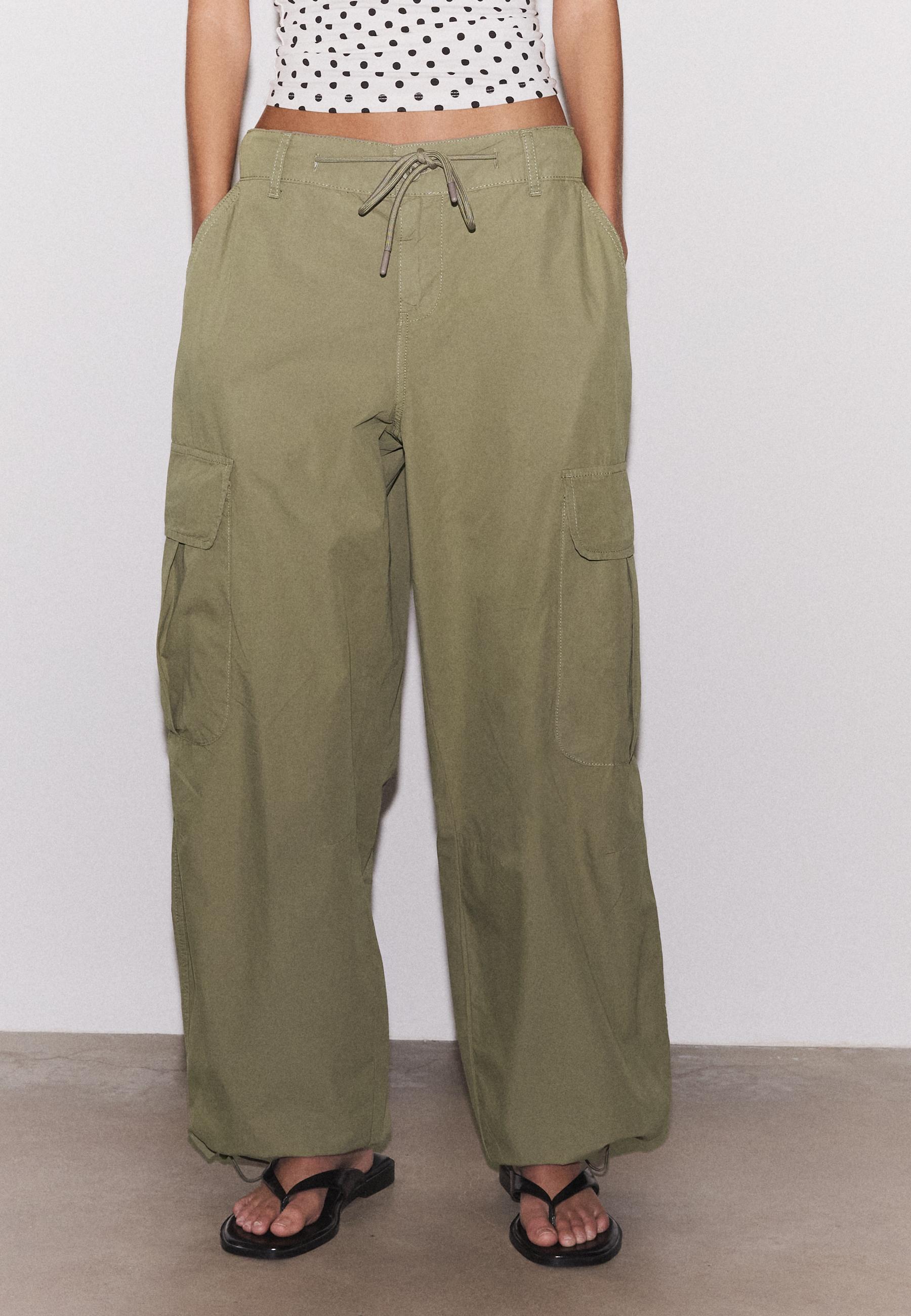 Poplin cargo trousers — Khaki