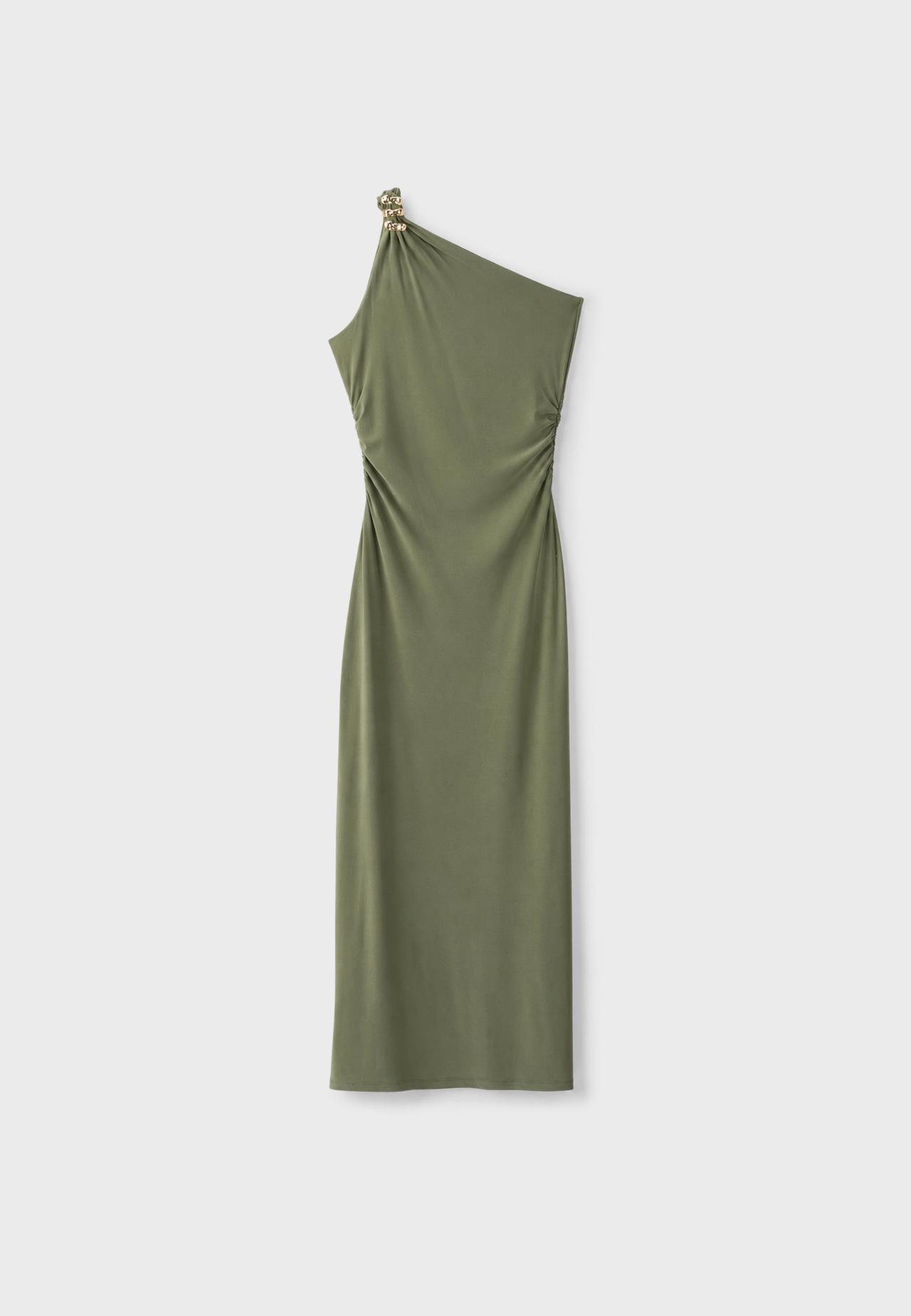 Metal detail dress — Khaki