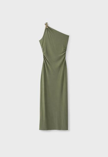 Metal detail dress — Khaki 7