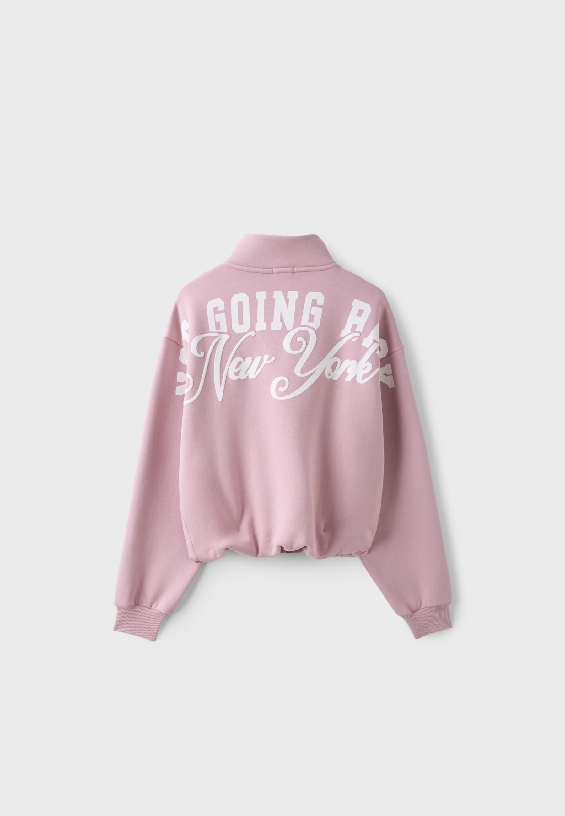 High neck cropped sweatshirt — Dusty rose
